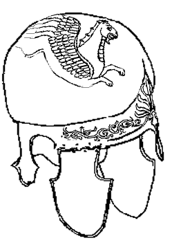 Reconstruction of the helmet at left